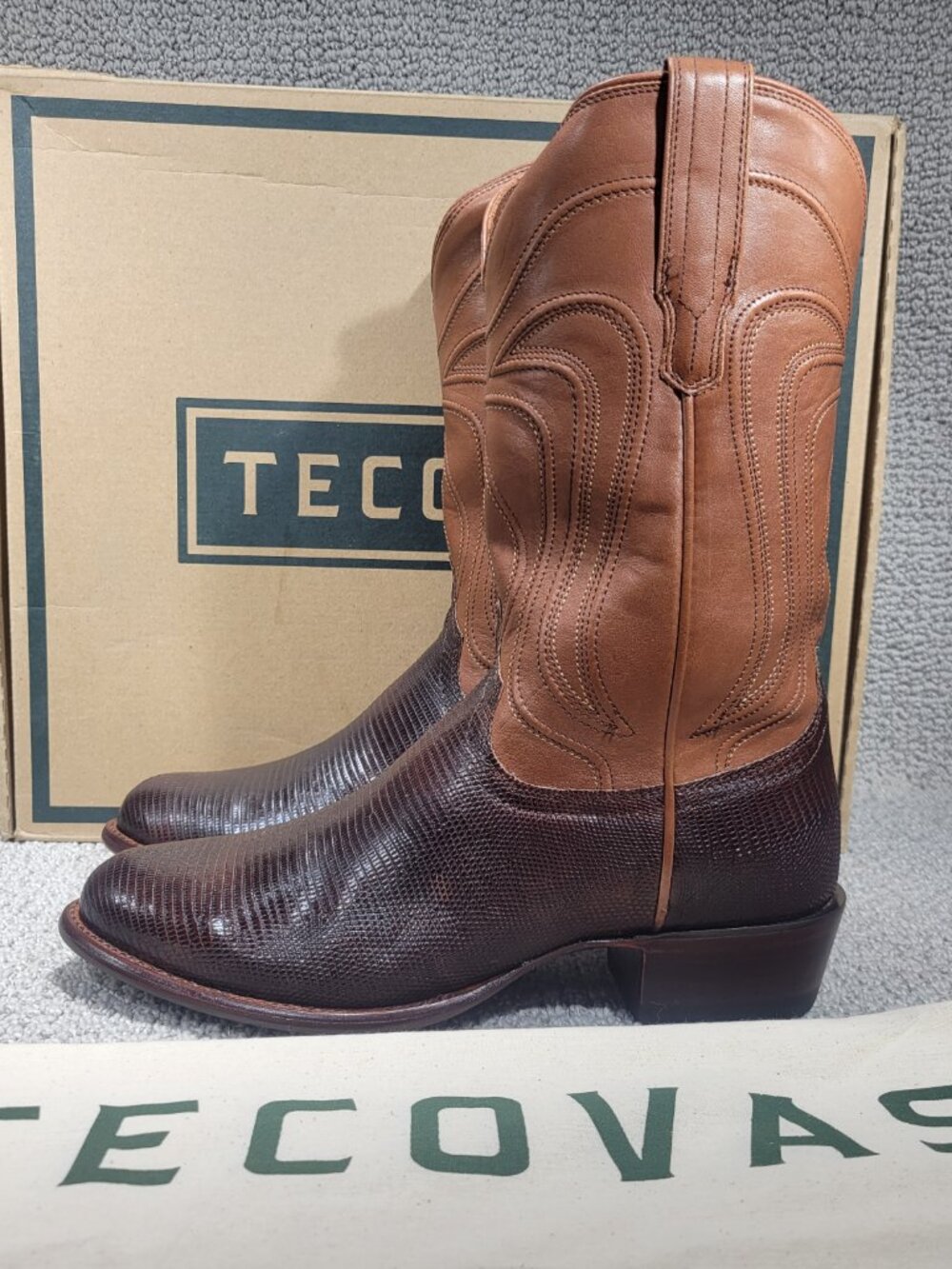 Tecovas The Nolan Men's US Size 9.5 EE Whiskey Lizard Cowboy Boots